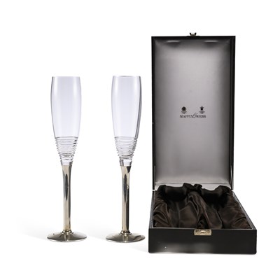 Lot 282 - A PAIR OF ELIZABETH II SILVER-MOUNTED CHAMPAGNE FLUTES