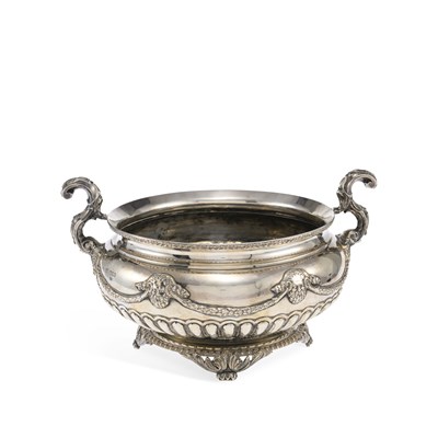 Lot 388 - A LATE VICTORIAN SILVER TWO-HANDLED CENTERPIECE BOWL