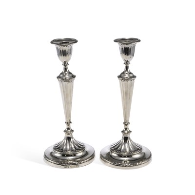 Lot 399 - A PAIR OF LATE VICTORIAN SILVER CANDLESTICKS