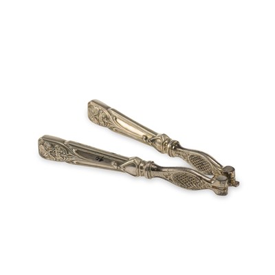 Lot 307 - A PAIR OF PORTUGUESE ART NOUVEAU SILVER HANDLED NUT CRACKERS