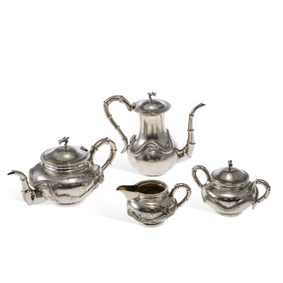Lot 224 - A CHINESE EXPORT FOUR-PIECE STERLING SILVER TEA SERVICE