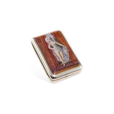 Lot 374 - A LATE VICTORIAN SILVER AND ENAMEL VESTA CASE