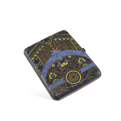 Lot 230 - A RUSSIAN SILVER AND CLOISSONE ENAMEL CIGARETTE CASE