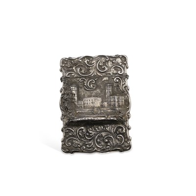 Lot 401 - A VICTORIAN SILVER 'CASTLE TOP' CARD CASE