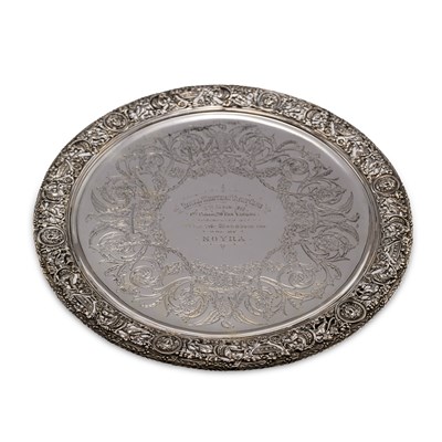 Lot 403 - A VICTORIAN 'CELLINI' PRESENTATION SILVER SALVER