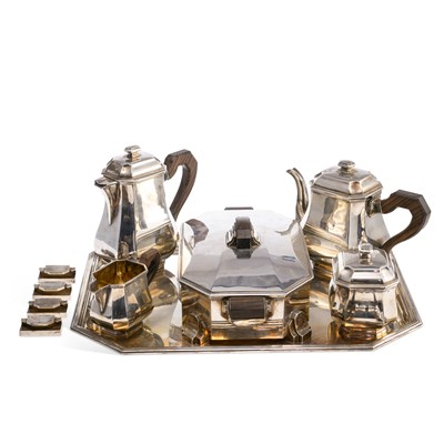 Lot 237 - A FRENCH ART DECO SILVER TEN-PIECE TEA SERVICE