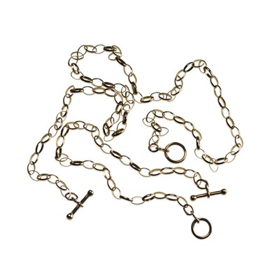 Lot 637 - A 9 CARAT GOLD BELCHER CHAIN NECKLACE AND BRACELET SET
