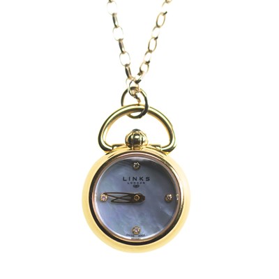 Lot 658 - A 9 CARAT GOLD BELCHER CHAIN NECKLACE AND LINKS OF LONDON PENDANT WATCH