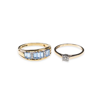 Lot 614 - TWO 9 CARAT GOLD GEM-SET RINGS