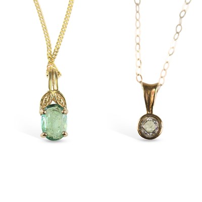 Lot 638 - TWO 9 CARAT GOLD GEM-SET PENDANT NECKLACES