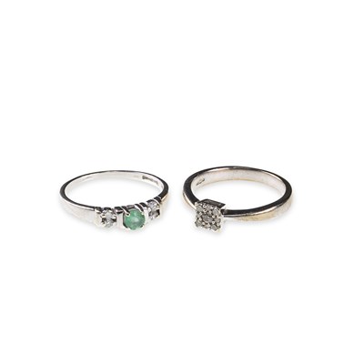 Lot 648 - TWO 9 CARAT WHITE GOLD GEM-SET RINGS
