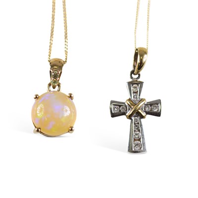 Lot 618 - TWO 9 CARAT GOLD GEM-SET PENDANTS ON CHAINS
