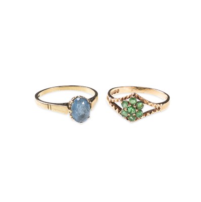 Lot 607 - TWO 9 CARAT GOLD GEM-SET RINGS