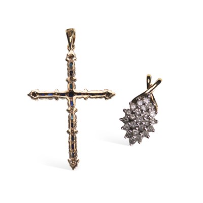 Lot 626 - TWO 9 CARAT GOLD GEM-SET PENDANTS