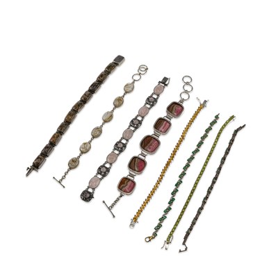 Lot 673 - A GROUP OF GEM-SET BRACELETS
