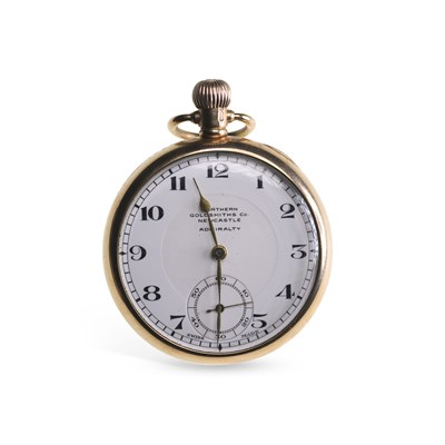 Lot 578 - A 9CT GOLD NORTHERN GOLDSMITHS OPEN FACE POCKET WATCH