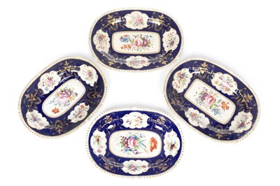Lot 138 - A SET OF FOUR DERBY PORCELAIN SERVING PLATTERS