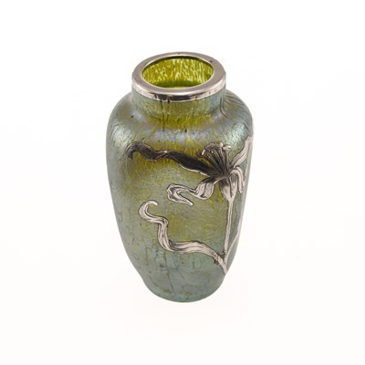 Lot 38 - A LOETZ SILVER OVERLAID GLASS VASE