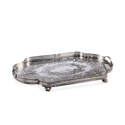 Lot 210 - AN EDWARDIAN SILVER-PLATED TWO-HANDLED TRAY