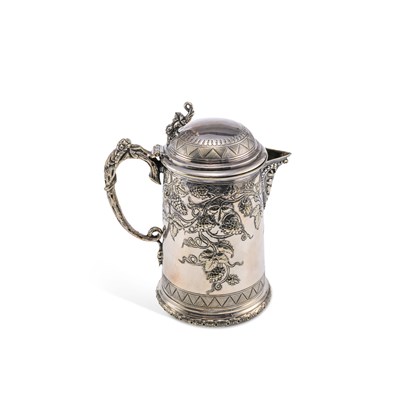 Lot 212 - A VICTORIAN SILVER-PLATED LIDDED JUG