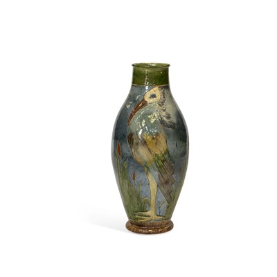 Lot 140 - A LARGE BELGIAN EARTHENWARE PELICAN VASE