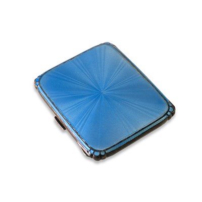 Lot 316 - AN ART DECO SILVER AND ENAMEL CIGARETTE CASE