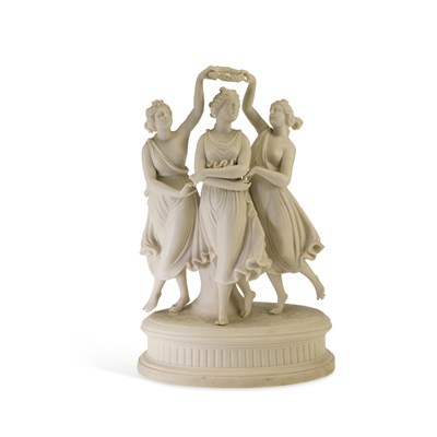 Lot 104 - AN ENGLISH PARIAN GROUP, 'THE THREE GRACES'