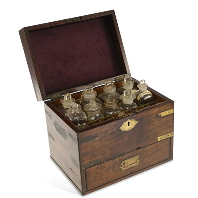 Lot 1155 - A 19TH CENTURY BRASS-BOUND MAHOGANY APOTHECARY’S CHEST
