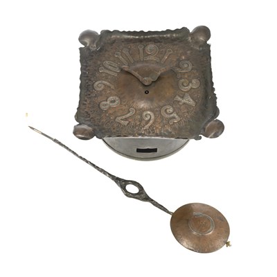 Lot 180 - AN ARTS AND CRAFTS COPPER WALL CLOCK