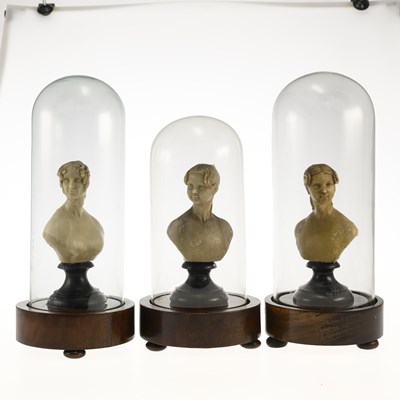 Lot 848 - A GROUP OF THREE 19TH CENTURY WAX PORTRAIT BUSTS