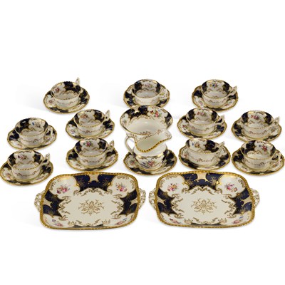 Lot 142 - A COALPORT PORCELAIN BAT WING PARTIAL TEA SERVICE