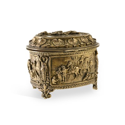 Lot 172 - A CONTINENTAL GILT-METAL MUSICAL CASKET