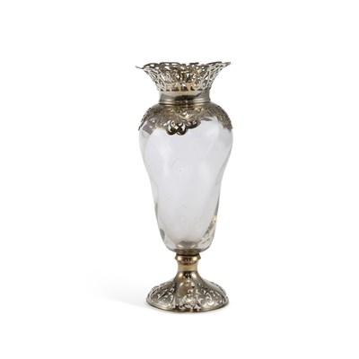 Lot 398 - A LATE VICTORIAN SILVER-MOUNTED GLASS VASE