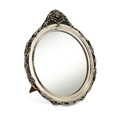 Lot 359 - AN EDWARDIAN SILVER FRAMED MIRROR