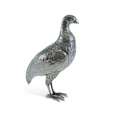 Lot 246 - A GERMAN SILVER NOVELTY DECANTER IN THE FORM OF A GAME BIRD OR PARTRIDGE
