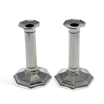 Lot 320 - A GEORGE V PAIR OF SILVER CANDLESTICKS