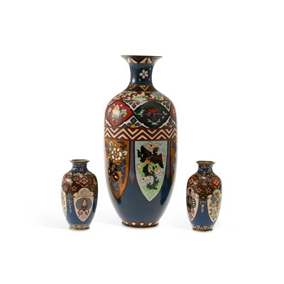 Lot 524 - THREE JAPANESE CLOISONNÉ ENAMEL VASES
