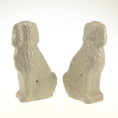 Lot 84 - A PAIR OF STAFFORDSHIRE POTTERY SPANIELS