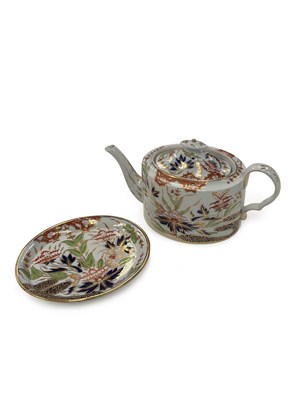Lot 127 - A COALPORT PORCELAIN TEAPOT, COVER AND STAND