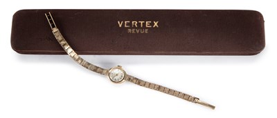 Lot 457 - A LADY'S 9CT GOLD VERTEX BRACELET WATCH
