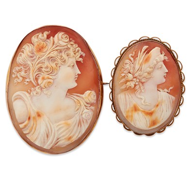 Lot 652 - TWO 19TH CENTURY CAMEO BROOCHES
