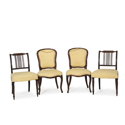Lot 1112 - TWO PAIRS OF 19TH CENTURY MAHOGANY SIDE CHAIRS