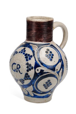 Lot 106 - A LARGE WESTERWALD SALT-GLAZED STONEWARE JUG