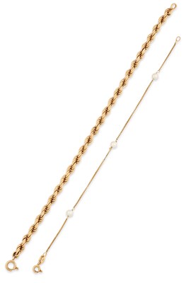 Lot 629 - TWO GOLD BRACELETS
