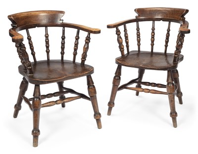 Lot 919 - TWO ELM AND BEECH SMOKER'S BOW ARMCHAIRS