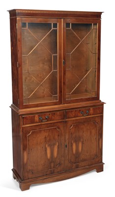 Lot 883 - A REPRODUCTION YEW WOOD BOOKCASE