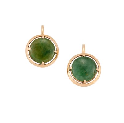 Lot 642 - A PAIR OF JADE EARRINGS