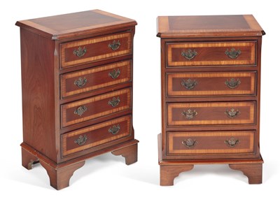 Lot 903 - A PAIR OF MAHOGANY BEDSIDE CHESTS