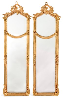 Lot 967 - A PAIR OF GILT COMPOSITION PIER MIRRORS