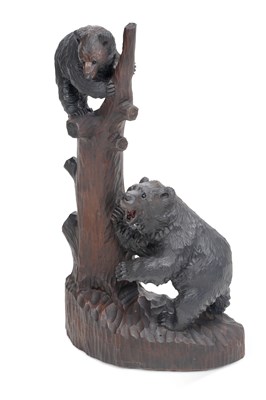 Lot 972 - A CARVED WOOD GROUP OF TWO BEARS